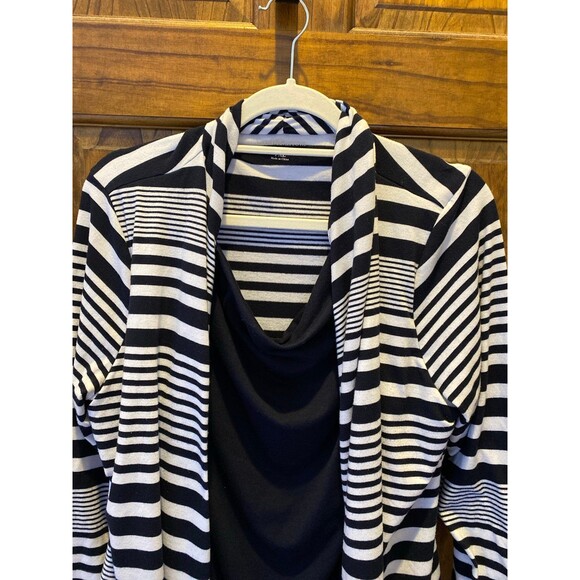 Croft & Barrow Blouse Plus Sz Petite XL Navy White Striped Top Casual + Stretch - Picture 2 of 11